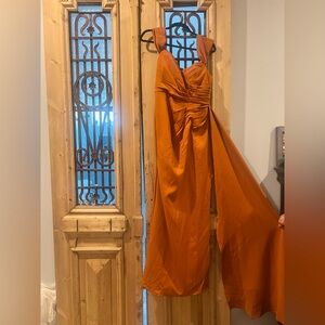 Elegant Orange Strapless Gown